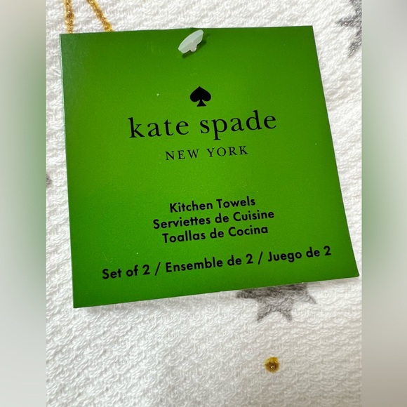 Kate Spade star hand towel Christmas Sparkle atomic Kitchen Bath cotton Set 2 - Picture 4 of 5